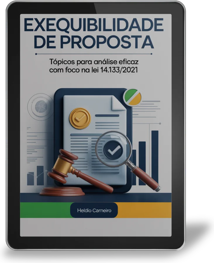 Guia digital de exequibilidade de proposta aberto em um tablet